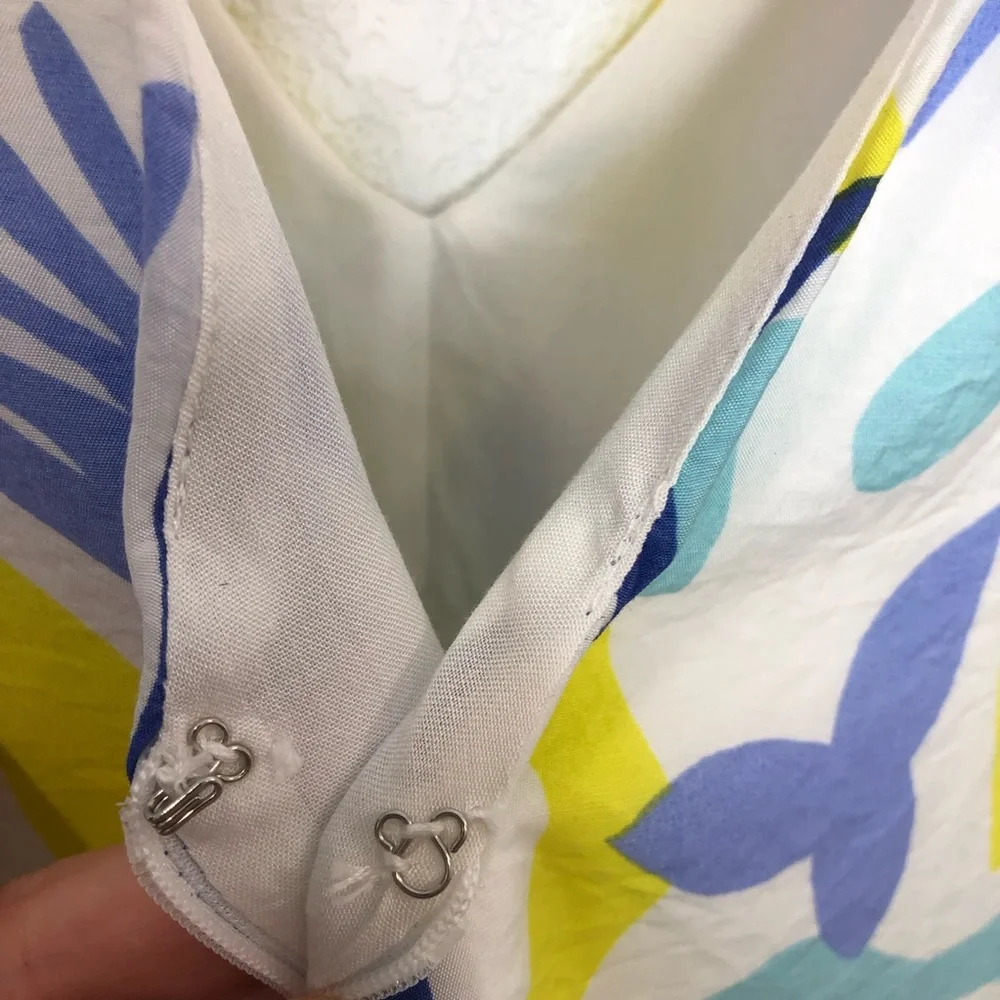 Molly Bracken Printed Maxi Dress V-Neck Ruffle White Size Medium Lili Sidonio - Picture 9 of 15